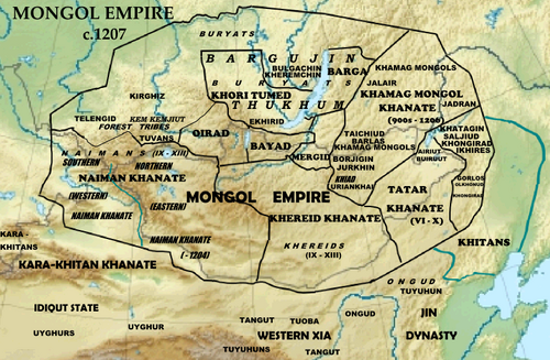 Map of the Mongol tribes 约1207