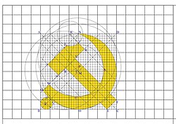 中国共产党党徽制法图示（党旗的左上四分之一部分）