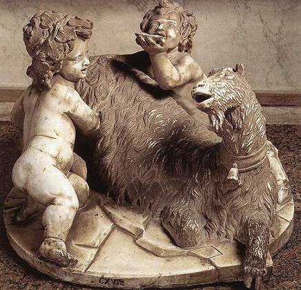 濟安·貝尼尼的《羊型阿瑪爾忒婭(英语:The Goat Amalthea with the Infant Jupiter and a Faun)》,作於1606-1615年