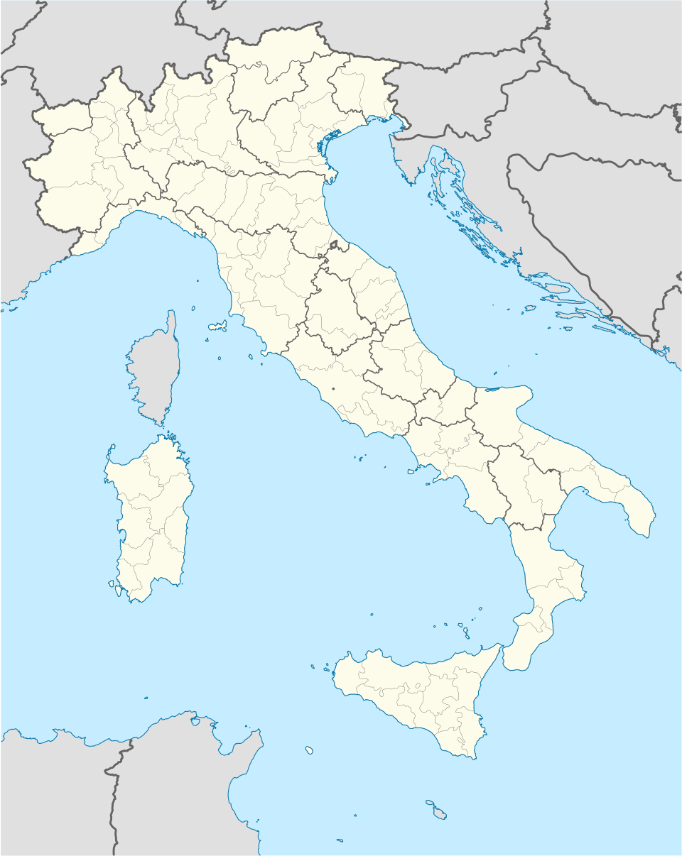 意大利的世界遗产分布地图,图上的圆点表示世界遗产