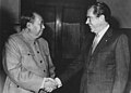 1972年,中共中央主席毛泽东与到访的美国总统尼克松会晤