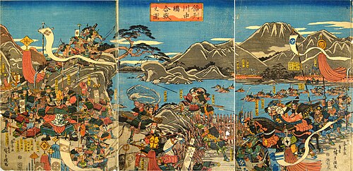 勝川春亭（日语：勝川春亭）的川中島之戰，畫像由歌川廣重重繪