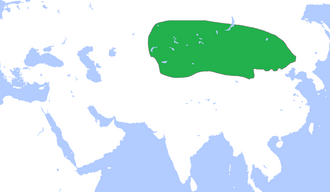 約前250年左右匈奴的疆域(圖中綠色)